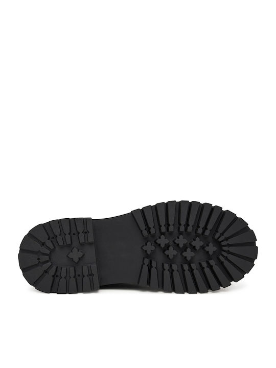 Leder Stiefeletten Damen Schwarz