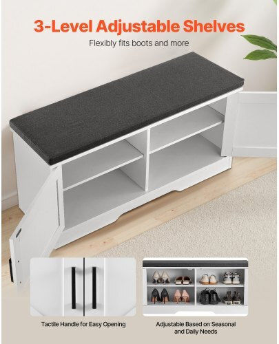 Entry Furniture with Shoe Rack & Bench White, Black 100x35.5x46cm