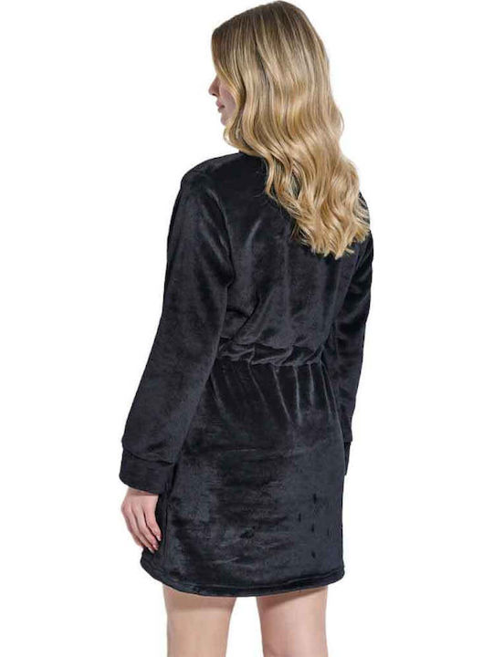 Jeannette Lingerie Χειμερινή Γυναικεία Ρόμπα Μαύρο