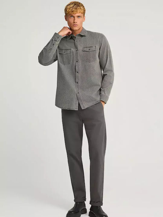 Παντελόνι Chino Ελαστικό σε Κανονική Εφαρμογή Dark Grey
