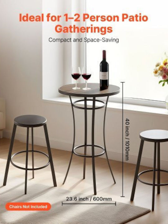 Outdoor Bar Free Standing Metal Table Black 60x60x101cm
