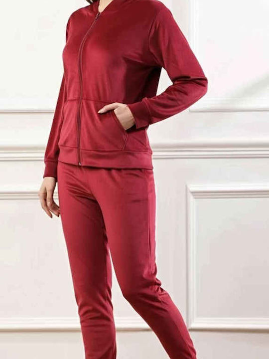 Women's Bordeaux Set with Pants with Elastic in Straight Line