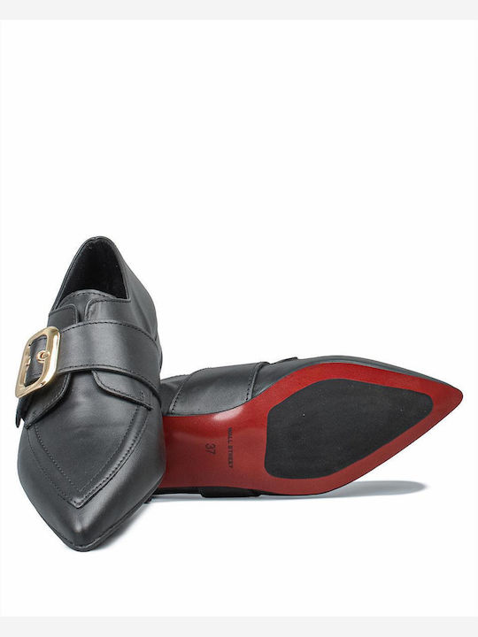 Leather Women's Loafers in Black Color