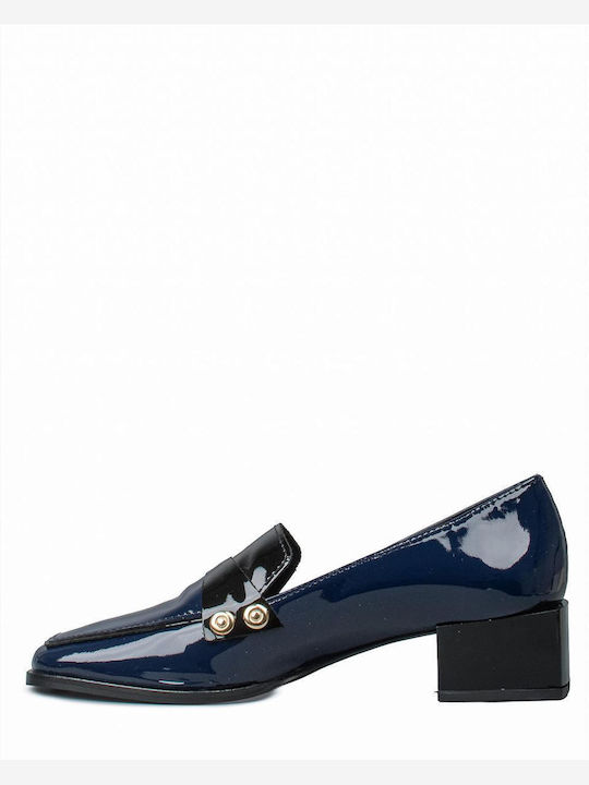 Δερμάτινα Γυναικεία Loafers σε Μπλε Χρώμα