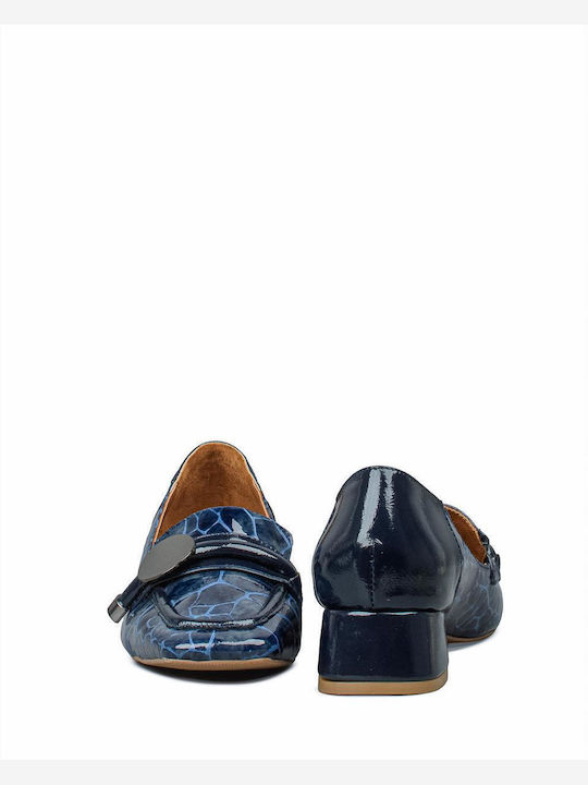 Leather Women's Loafers in Blue Color
