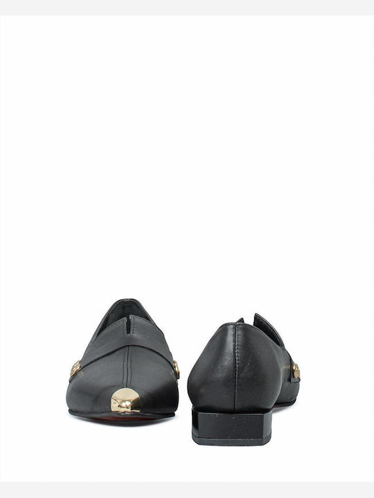 Leather Women's Loafers in Black Color
