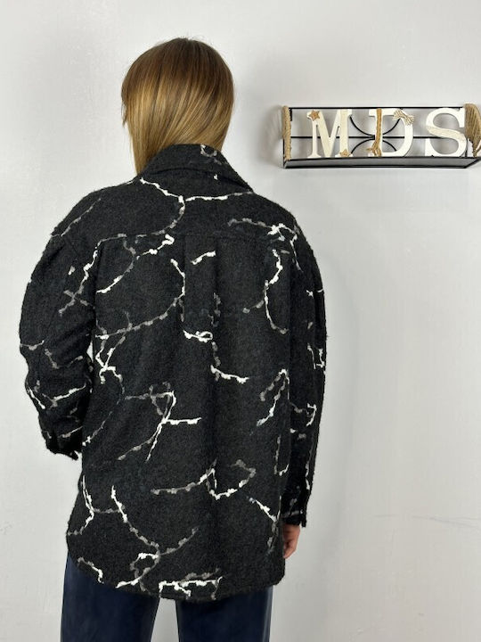 Damen Black Kurzmantel