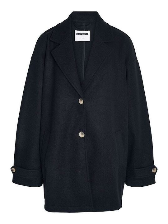Γυναικείο Μαύρο Παλτό Oversized με Κουμπιά