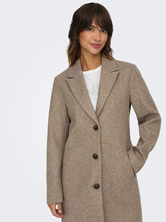 Women's Beige Coat with Buttons