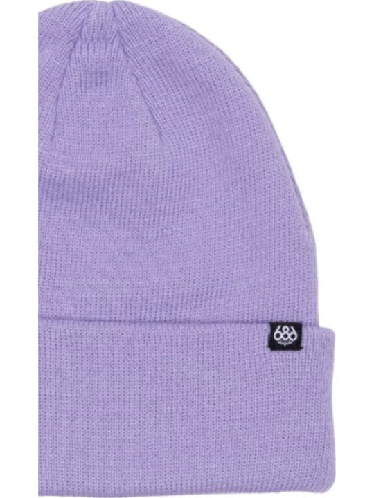 Beanie Unisex Σκούφος Πλεκτός σε Μωβ χρώμα