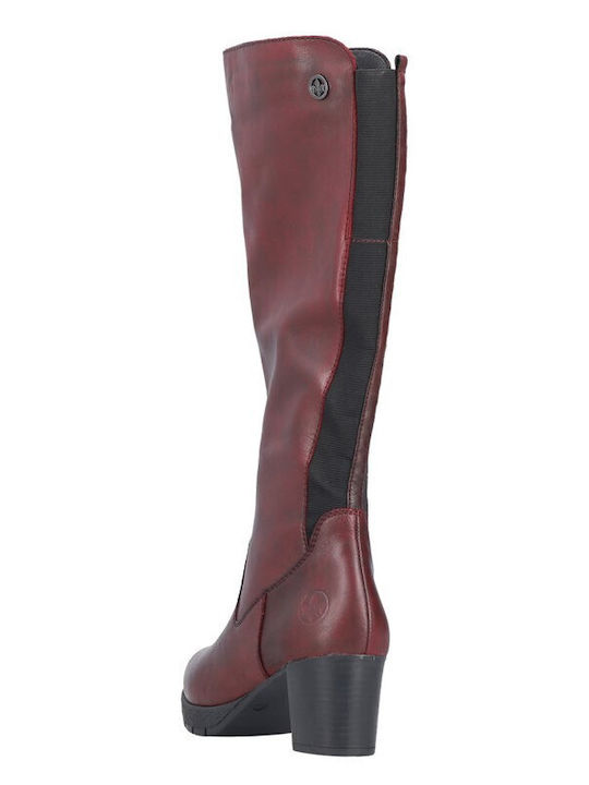 Leder Damenstiefel mit Gummizug Burgundisch