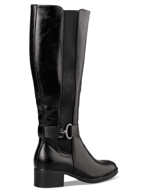 Synthetic Leather Riding Boots Black