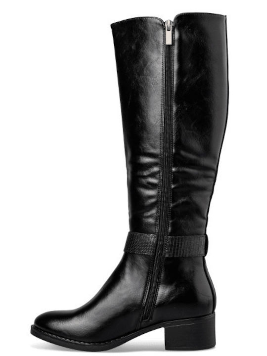 Synthetic Leather Riding Boots Black