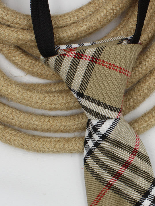 Handmade Kids' Beige Checkered Tie