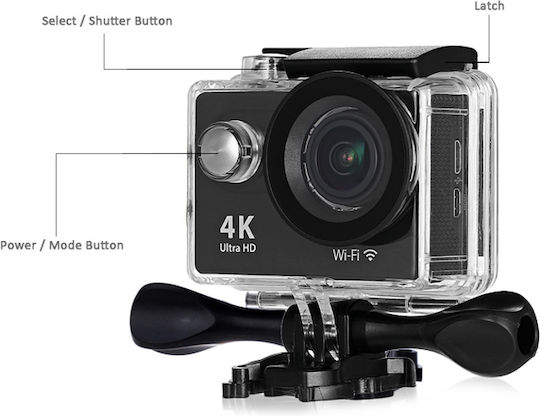 H9 Action Camera 4K Ultra HD Underwater (with Case) with Screen 2" and Wi-Fi Yellow