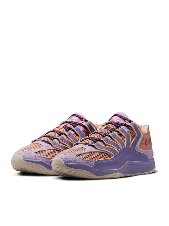 KD18 Low Basketball Shoes Washed Purple Fire Pink Lilac Hemp Cave Purple Pearl White