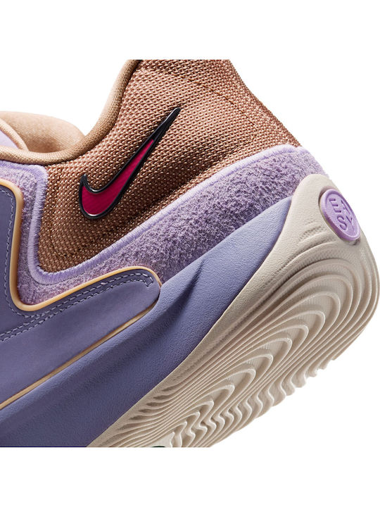 KD18 Low Basketball Shoes Washed Purple Fire Pink Lilac Hemp Cave Purple Pearl White