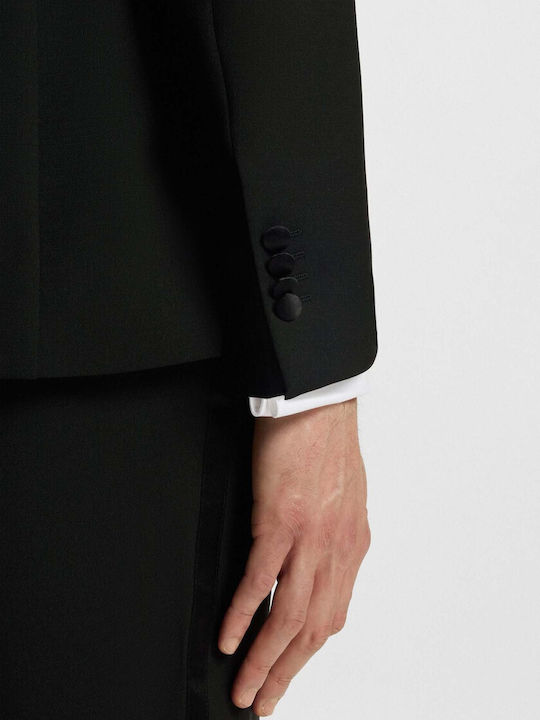 H Huge Men's Winter Suit Slim Fit Black