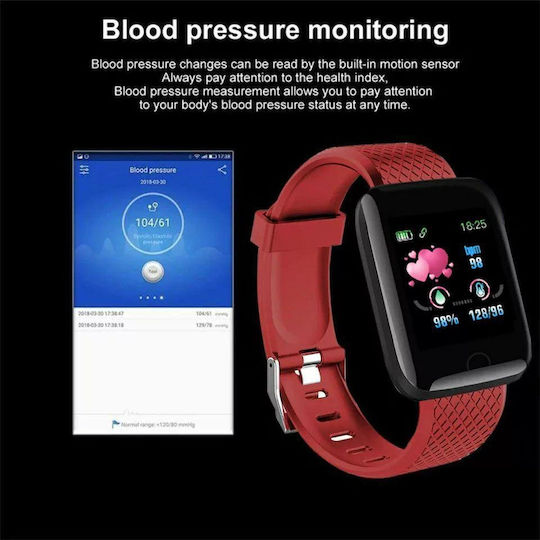 ID116 plus Smartwatch με Παλμογράφο (Μωβ)