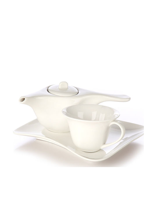 Madras Tea Set with Cup Porcelain White 250ml 3pcs
