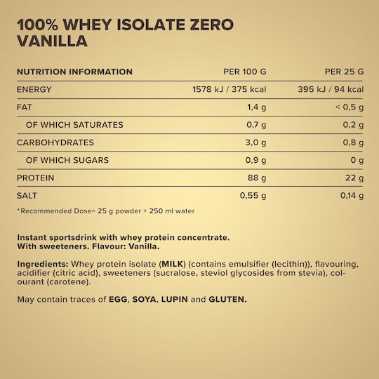 IronMaxx 100% Whey Isolate Zero Protein Whey Lactose Free with Flavor Vanilla 400gr