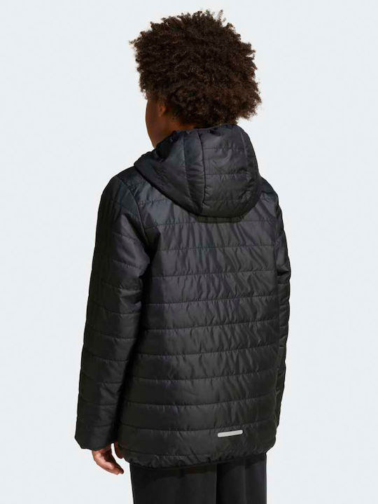 Kids' Sports Jacket with Hood Black Padded