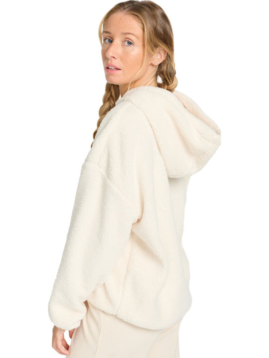 Ready To Go Winter Women's Fleece Blouse Long Sleeve with Zipper White
