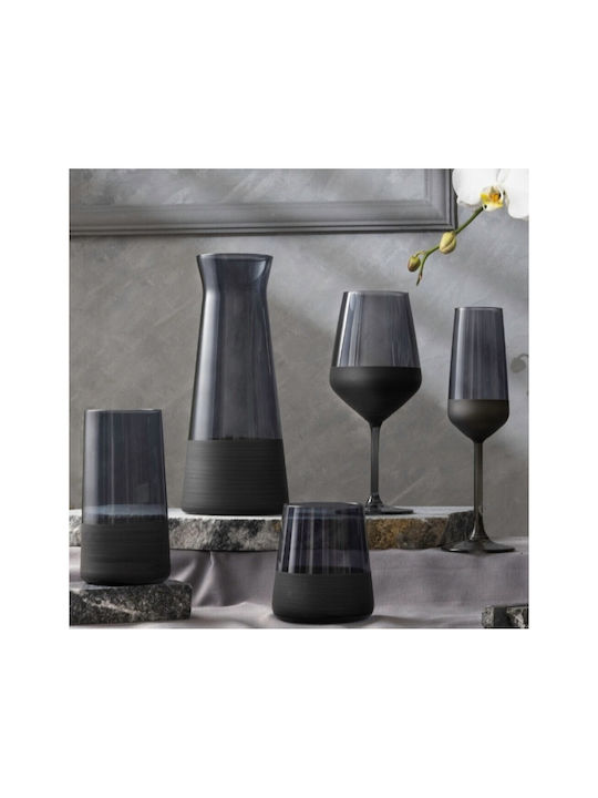 Oriana Ferelli Set of Glasses Whiskey / Water / Cocktail/Drinking made of Glass in Black Color 420ml 4pcs