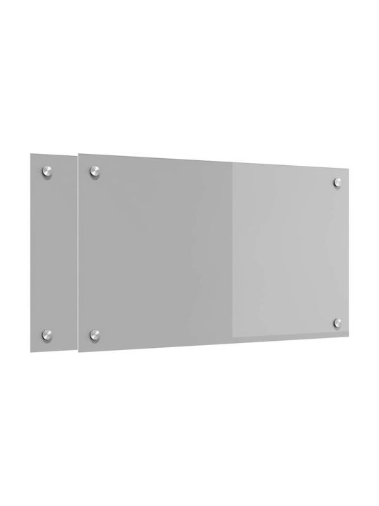 vidaXL Rectangular Glass Back in Light Gray 70x40cm 3415446 2 Pieces