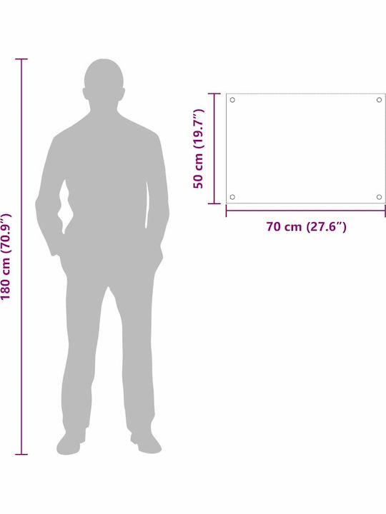 Vidaxl Πίσω Πάνελ Κουζίνας Λευκό 70 X 50 X 0.8 Εκ Σκληρυμένο Γυαλί