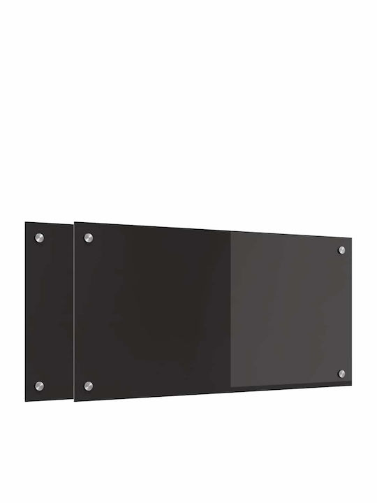 Vidaxl Kitchen Back Panel Black 80 x 40 x 0.8 cm Tempered Glass