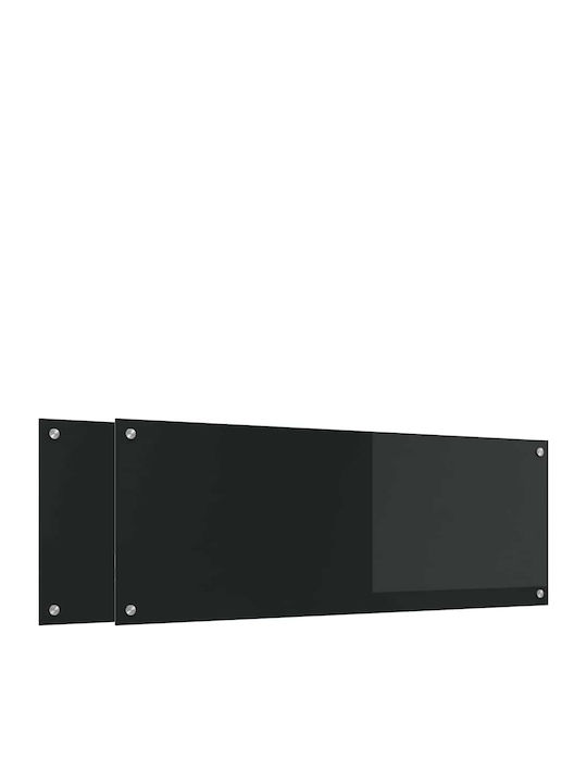 Vidaxl Back Panel Kitchen 2 Pcs Black 110 X 40 Cm Tempered Glass