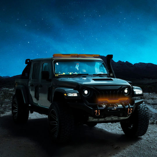Led Μπάρα X Spider Venom Ψυχρό Λευκό Drl Λευκό Πορτοκαλί Strobe 52cm 80w 1224v Ip69k