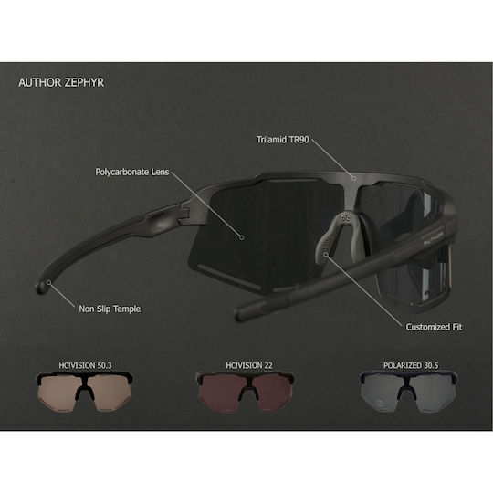 Author Cycling Glasses with Gray Frame & Polarized Lenses