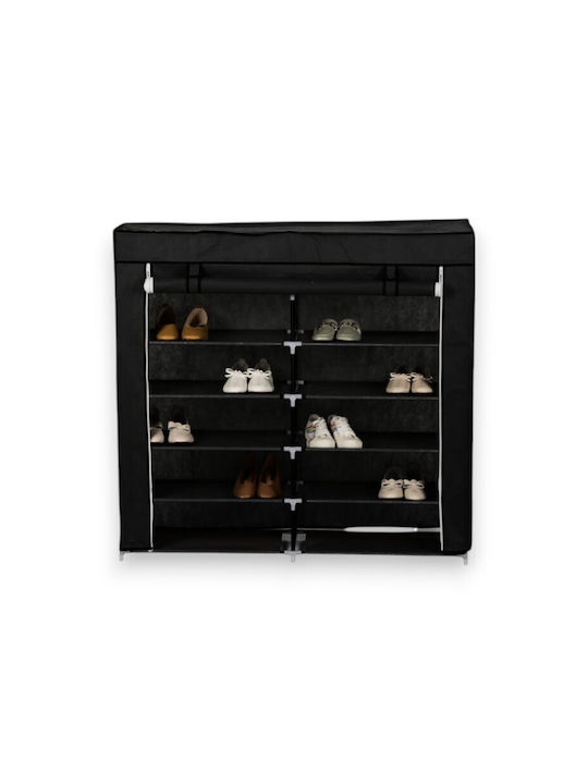 Fabric Shoe Organizer with 12 Shelves Black L118xD30xH120cm