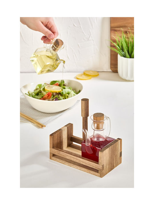 Aithrio Aithrio Öl- und Essigspender-Set Hölzernes mit Fluss 130ml