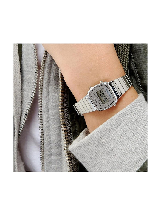 Casio Digital Women's Watch with Silver Metal Bracelet