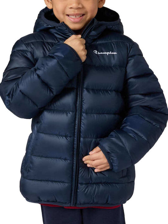 Kids Casual Short Hooded Jacket Blue