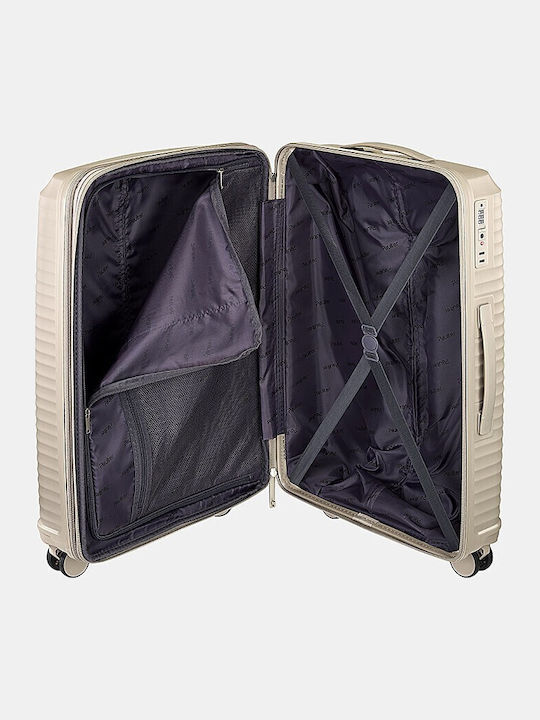 Paulter Medium Hard Beige Suitcase with 4 Wheels