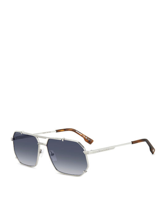 Dsquared2 Men's Sunglasses with Silver Metal Frame and Blue Gradient Mirror Lens D2 0175/S 010/08