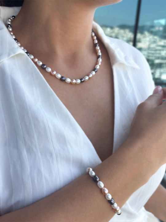 Margaritari Σετ με Κολιέ & Βραχιόλι από Χρυσό 14K με Πέρλες