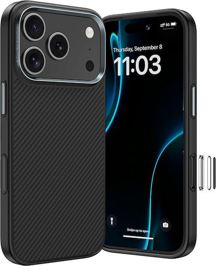Husă Magnetic Armor Pro Kevlar Benks Cadru Metal 600d A069 Iphone 17 Pro Negru Control Cameră Buton
