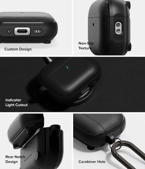 Ringke Onyx Magnetic Hülle Silikon mit Haken in Schwarz Farbe für Apple AirPods Pro 3