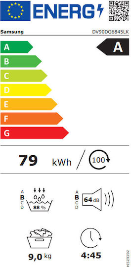 Samsung DV90DG6845LKU4 Wäschetrockner 9kg mit Wärmepumpe