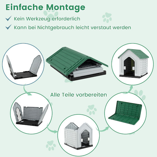 Costway Hundehaus Kunststoff Außenbereich Grün