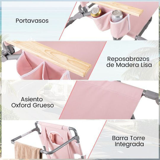 Costway Stuhl Strand Rosa