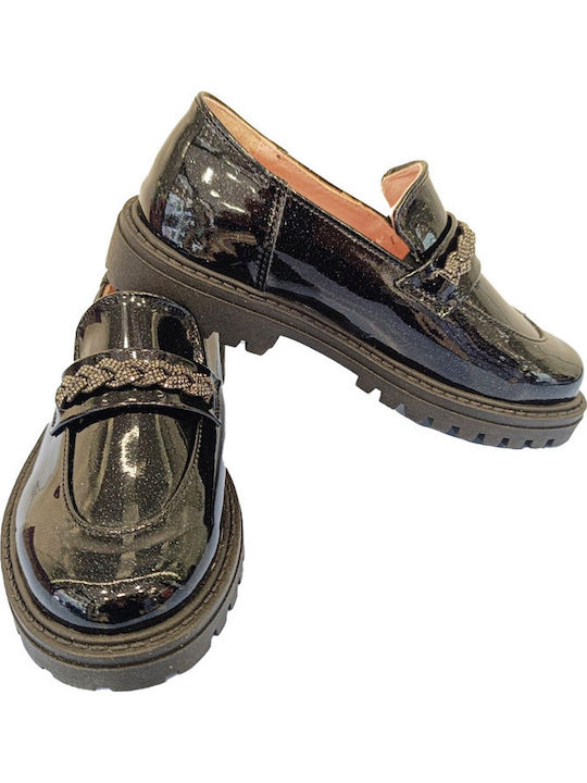 Girls Anatomic Patent Leather Moccasins Black
