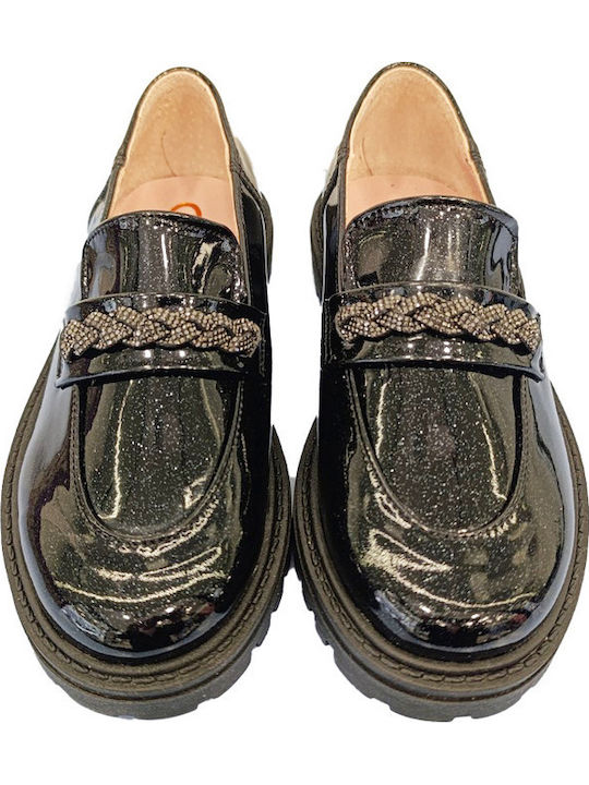 Girls Anatomic Patent Leather Moccasins Black