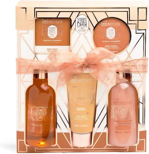 IDC Institute Scented Bath Orange & Cinnamon Skin Care Set for Body Cleaning 5pcs