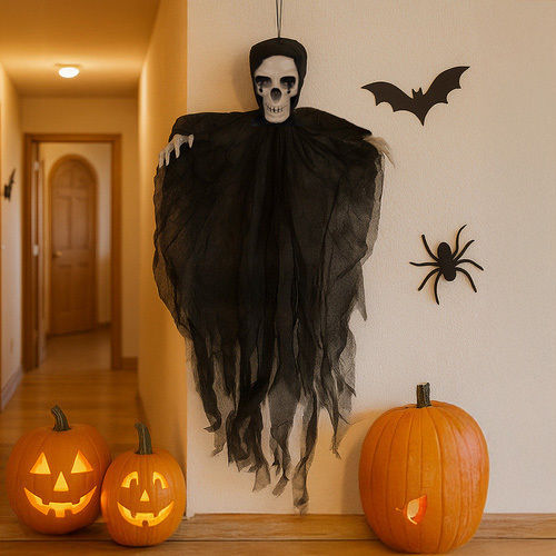 Halloween Skeleton Decoration Zola Hanging 70 X 60 Cm Black